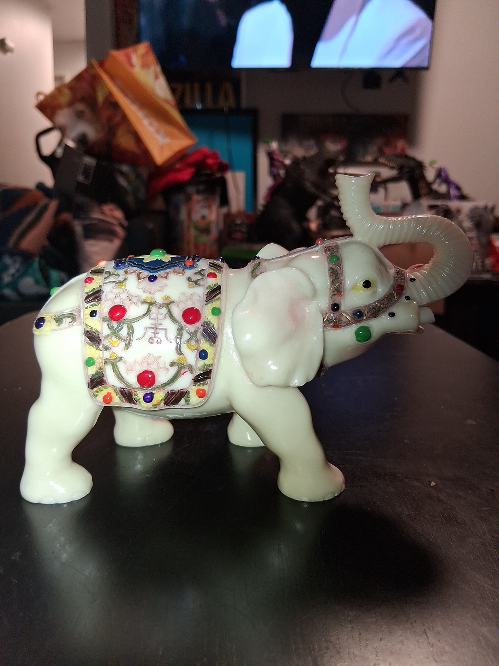 Jeweled Elephant Figurine (Trunk Up for Good Luck)

Description:
Beautiful vinta